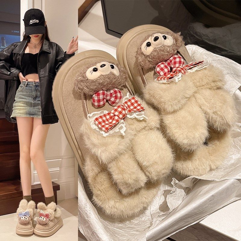 可爱卡通雪莉玫雪地靴女2024冬季新款外穿厚底增高加绒保暖棉鞋潮,女鞋,时尚雪地靴,淘宝优惠券,粉丝福利购,淘宝优惠卷