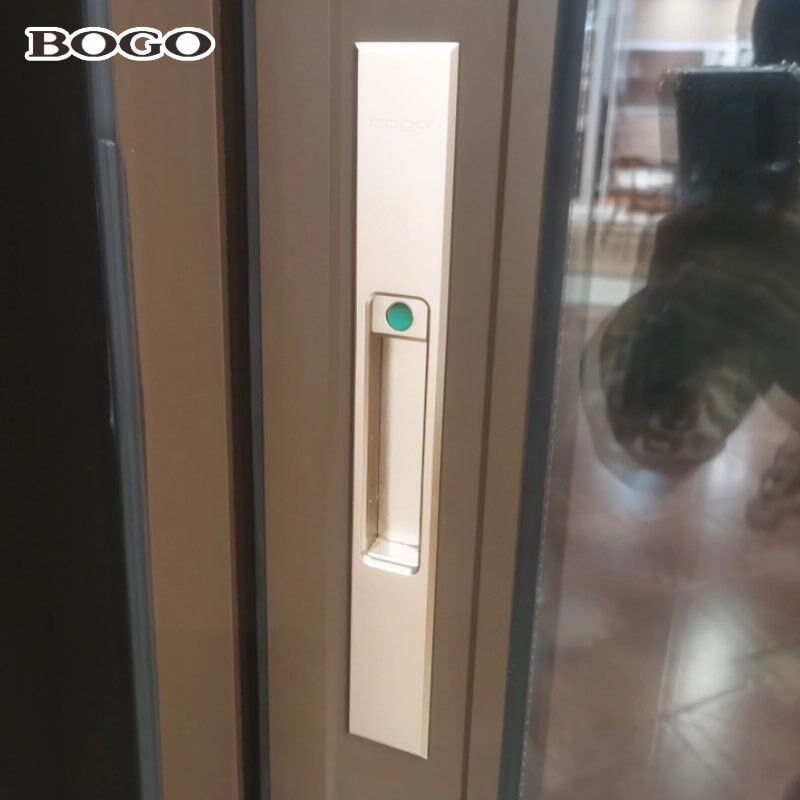 BOGO宝高推拉门门锁移门锁双面MA锁香槟黑色银色铝合金拨叉一字锁