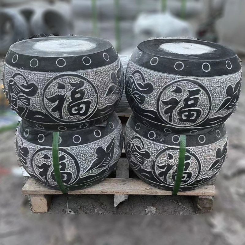 石雕柱墩石柱顶石青石仿古中式石柱墩家用柱基石古建柱础木柱底座