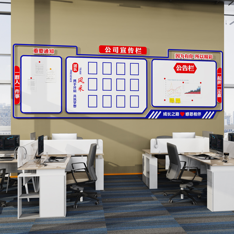 公司宣传公告栏墙贴办公室团队员工风采照片墙展示企业文化墙布置