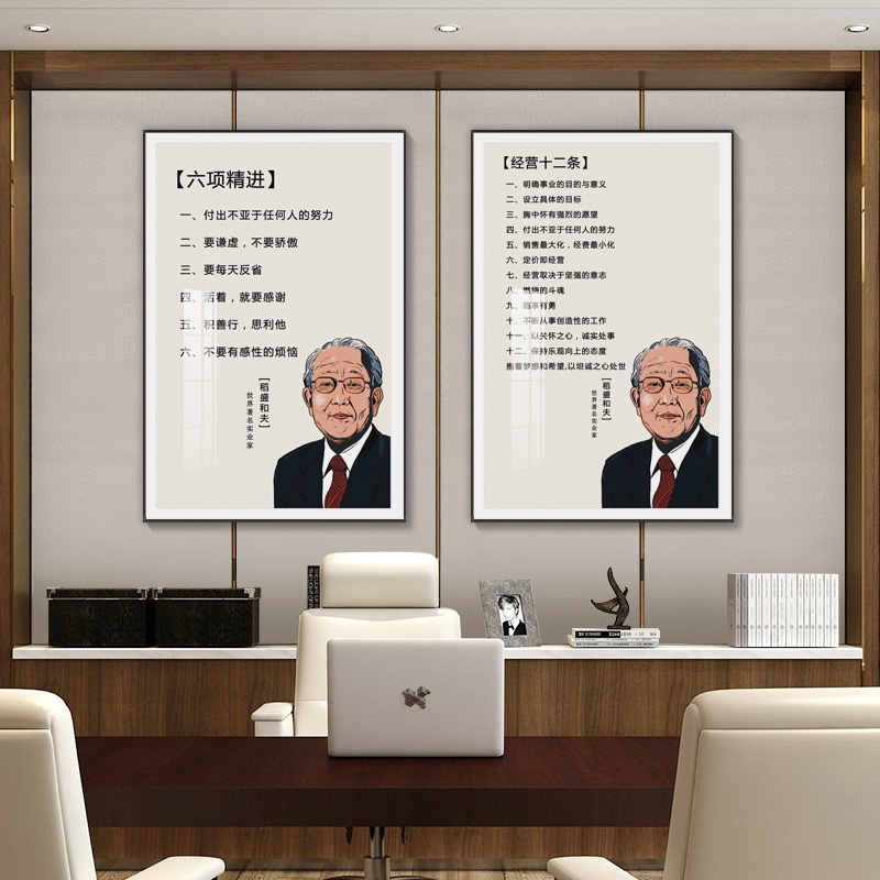 办公室装饰画稻盛和夫六项精进励志挂画公司企业文化墙会议室壁画