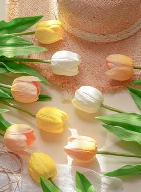 跨境货源PU中枝郁金香仿真花速卖通假花 婚庆MW08082