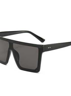 跨境大号方形太阳镜 男士女士平顶时尚镜片连体太阳眼镜