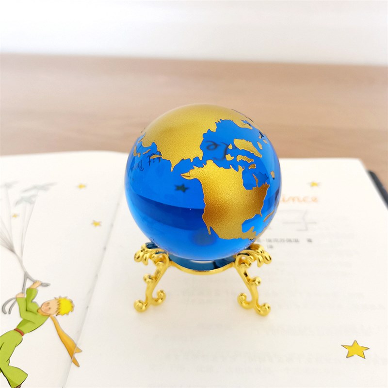 水晶地球仪摆件办公室桌面摆设书房酒柜摆件送儿童创意小礼物