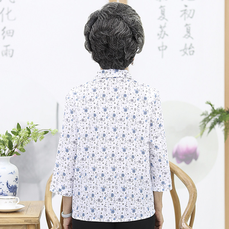 老年人夏装女60-70岁奶奶装老人衣服老太太衬衫套装上衣裤子女装