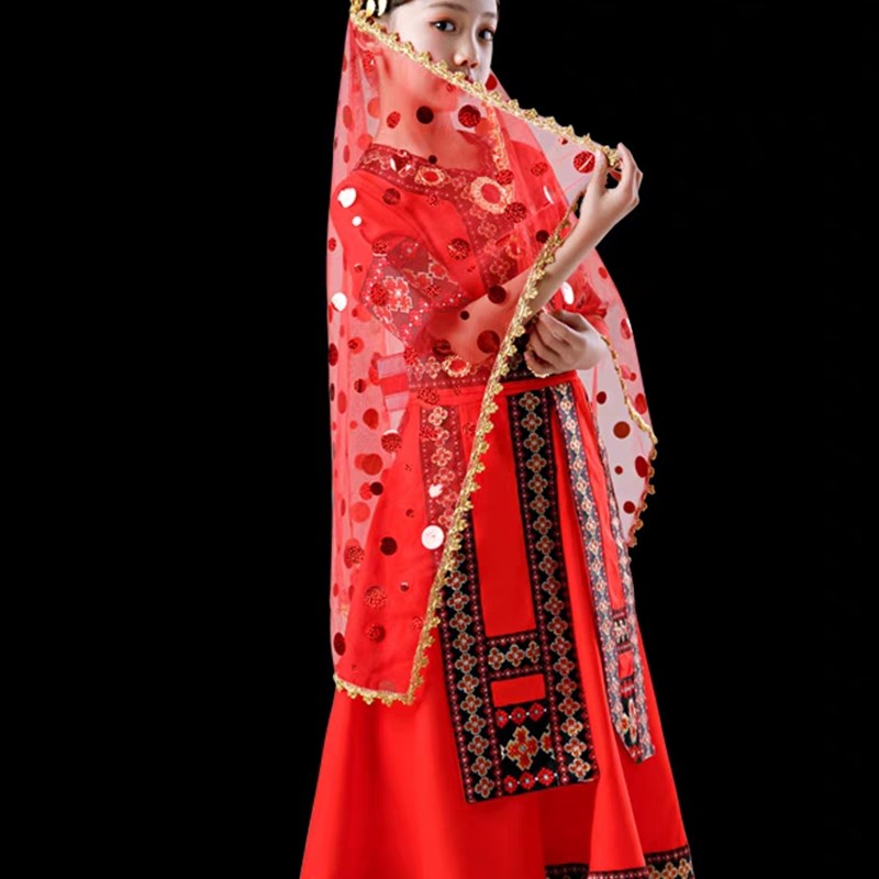 塔吉克族舞蹈服装儿童新疆舞蹈演出服女童塔塔尔族少数民族套装