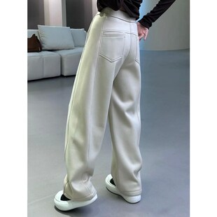 加绒加厚弯刀卫裤女外穿秋冬2024新款宽松休闲阔腿裤子镰刀香蕉裤