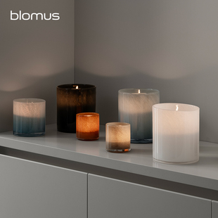 blomus德国进口香薰蜡烛杯摆件桌面浪漫氛围手工玻璃托盘烛台底座