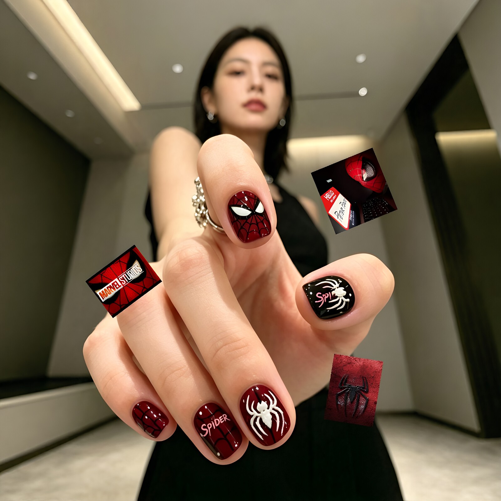 超酷的的蜘蛛侠美甲！美甲贴纸图片