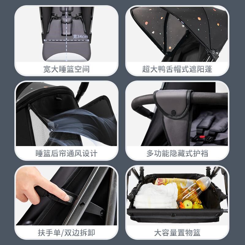 婴儿推车可坐躺超轻便伞车一键折叠便携婴儿车新生儿童减震手推车