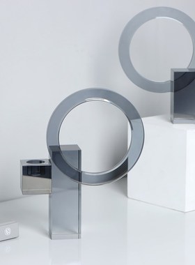 圆环轻奢极简几何烛台书房样板房茶几玄关卧室家居客厅装饰品摆件