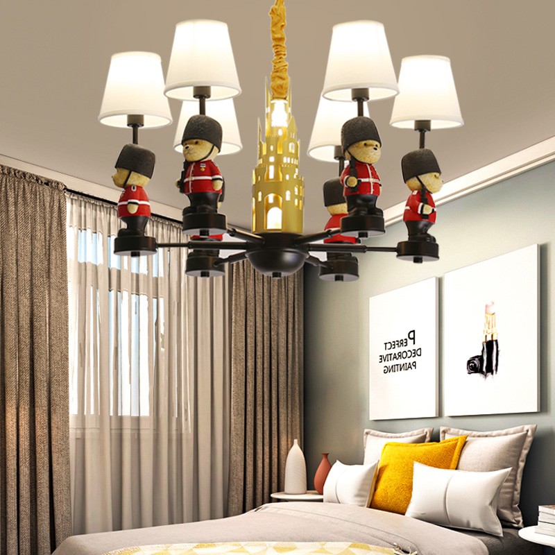 美式儿童房吊灯创意男孩卧室灯可爱卡通士兵英伦风网红灯具吊灯