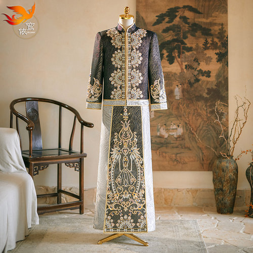 男士秀禾服2024年新款中式新郎装结婚礼服接亲唐装龙凤褂男装秀和