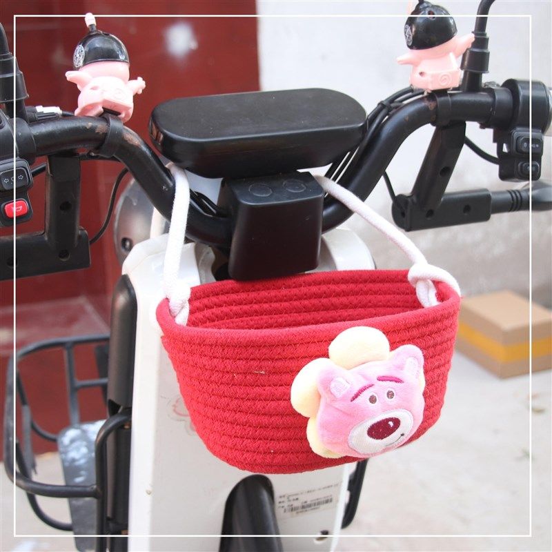 电动车小车篮小筐车载座椅收纳筐棉绳卡通车内挂篮挂包收纳置物盒,电动车/配件/交通工具,电动车挂包,淘宝优惠券,粉丝福利购,淘宝优惠卷