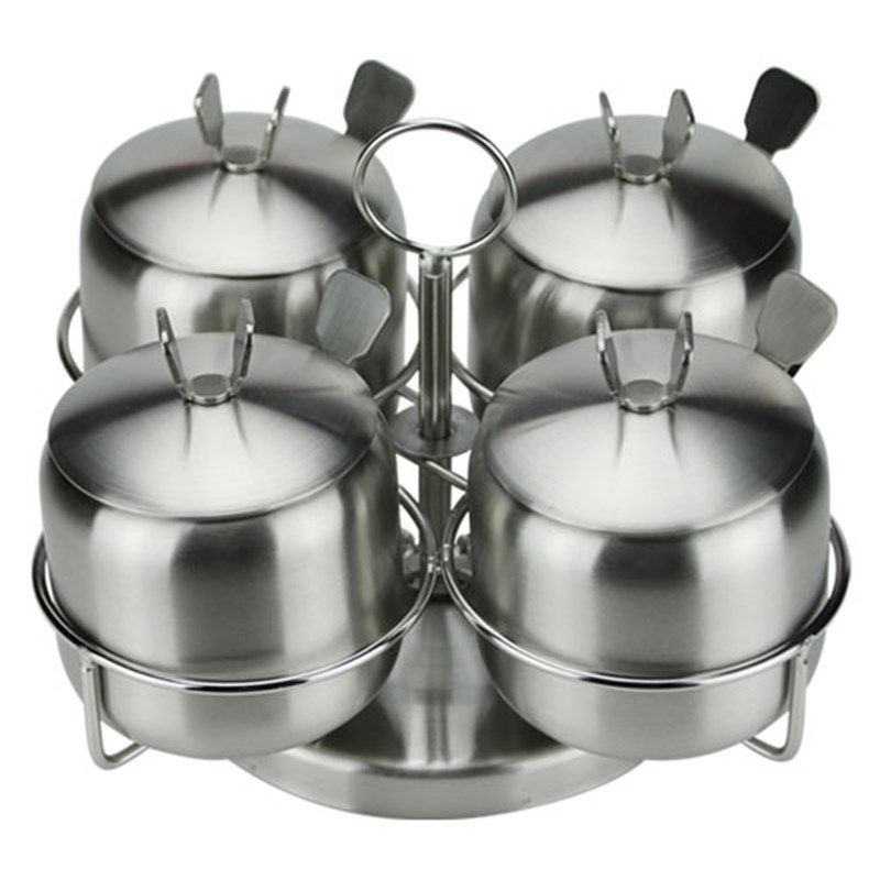 家用组合装304不锈钢调味瓶 旋转式调料盒佐料套装盐罐子厨房商用