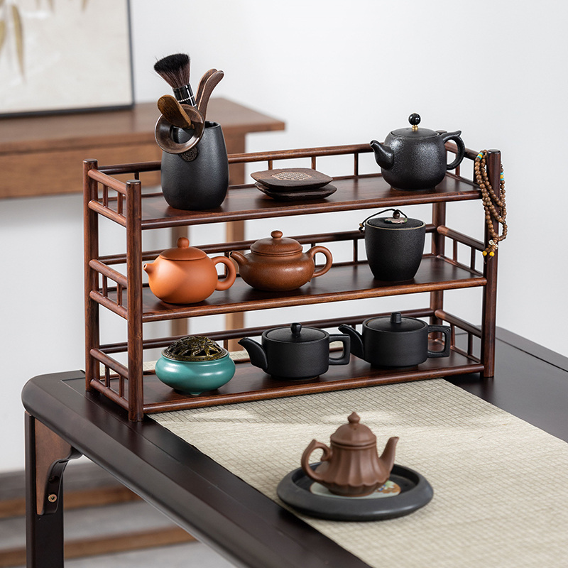 整装桌面博古架茶杯架茶具茶器收纳架茶桌紫砂壶摆放架小型置物架