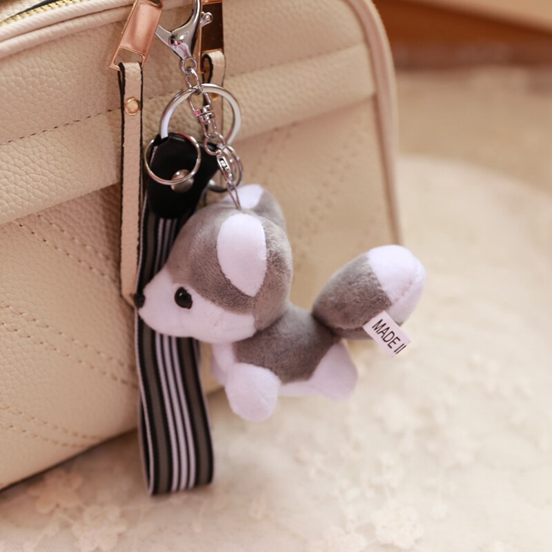 哈士奇狗钥匙扣书包包挂件毛绒哈士奇小狗玩偶汽车挂件情侣饰品女
