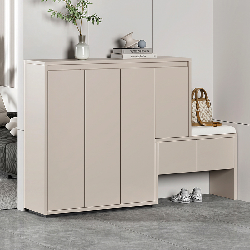 实木鞋柜坐凳一体入门鞋柜家用门口带换鞋凳一体可坐式轻奢奶油风