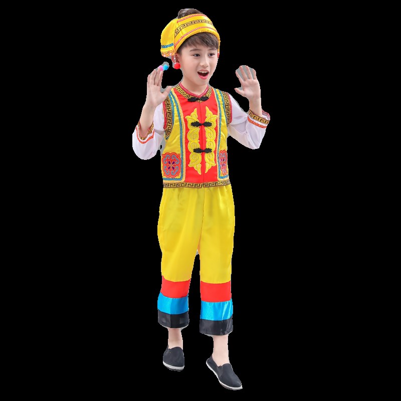傣族少数民族儿童苗族壮族幼儿园表演服广西三月三壮族演出服男童