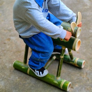 竹筒摇摇马玩具单人竹马木马竹子玩教具幼儿园儿童户外游戏器材