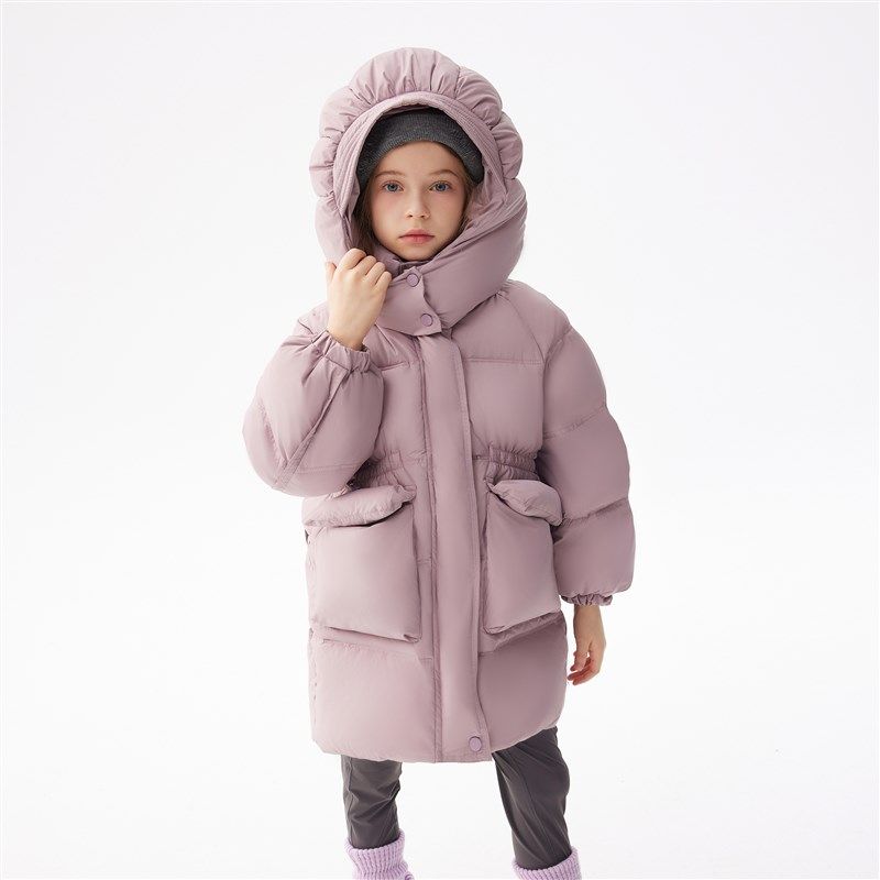 善元绒耀儿童鹅绒服女童宝宝2024新款超厚中长款极寒羽绒服泡芙冬