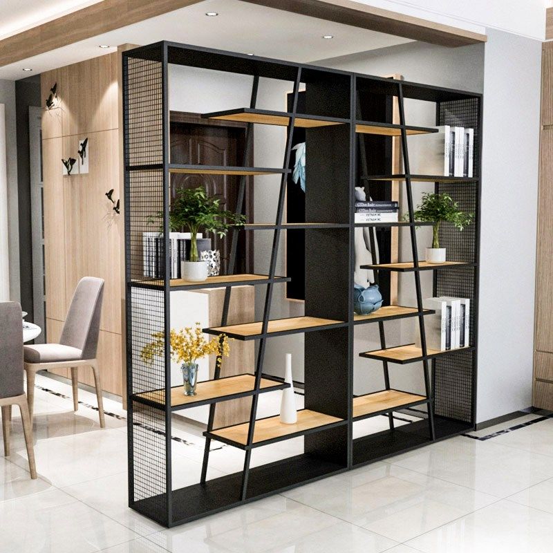 简约时尚工业风玄关客厅收纳架办公室铁艺装饰隔断置物架创意书架