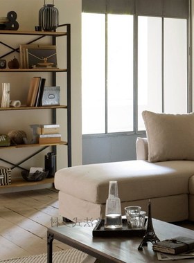 美式铁艺置物架书架落地书柜收纳架隔板陈列架创意客厅装饰展示架