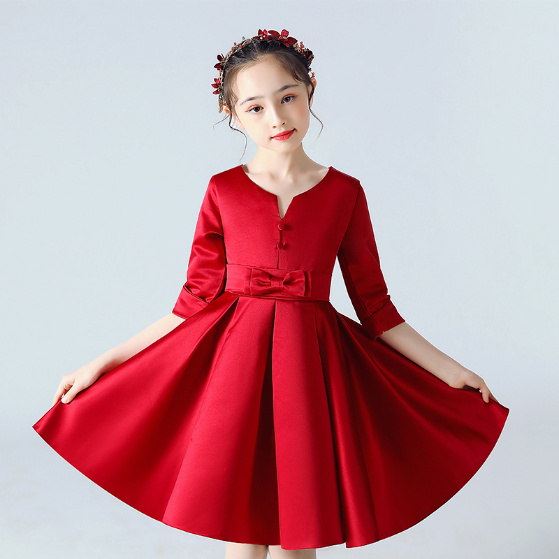 儿童演出服中小学生大合唱团女童红色礼服裙男童朗诵元旦表演服装