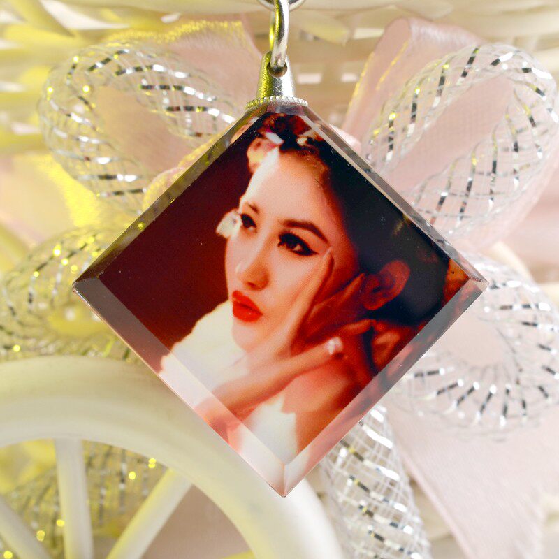 个性定制水晶照片钥匙扣男女用链子挂件制作diy创意情侣生日礼物
