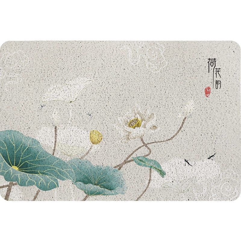 起贝新中式荷花地垫家用莲花入户门垫进门丝圈地毯大门口玄关脚垫,居家布艺,家用脚垫,淘宝优惠券,粉丝福利购,淘宝优惠卷