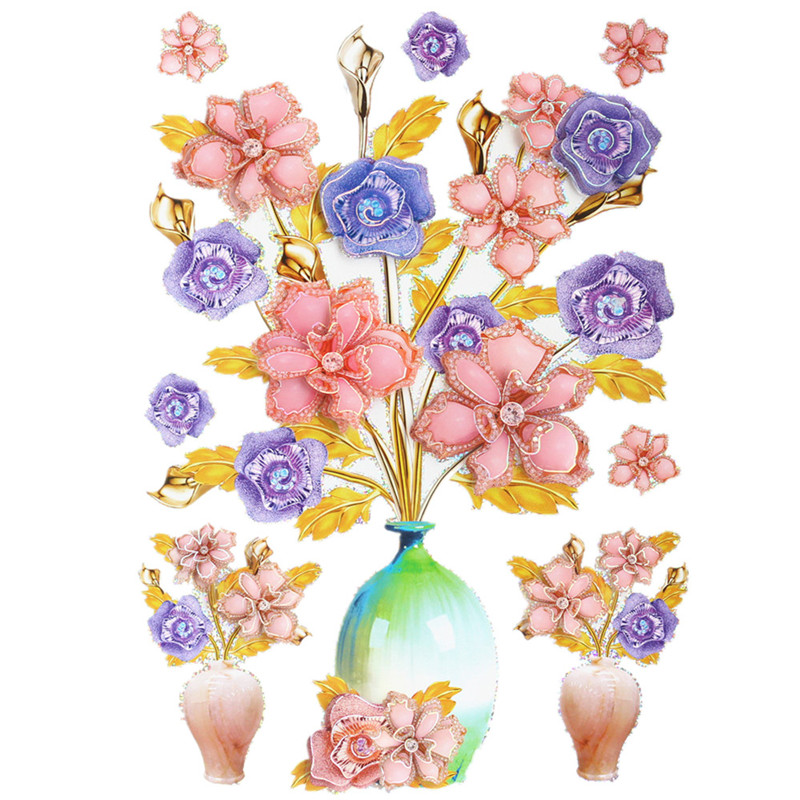 墙壁贴画墙纸自粘3d立体墙贴花瓶贴纸玻璃门衣柜门冰箱贴厨房门贴