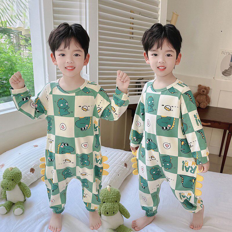 儿童连体睡衣防踢男童春秋冬纯棉男孩宝宝连身家居服卡通婴儿睡袋