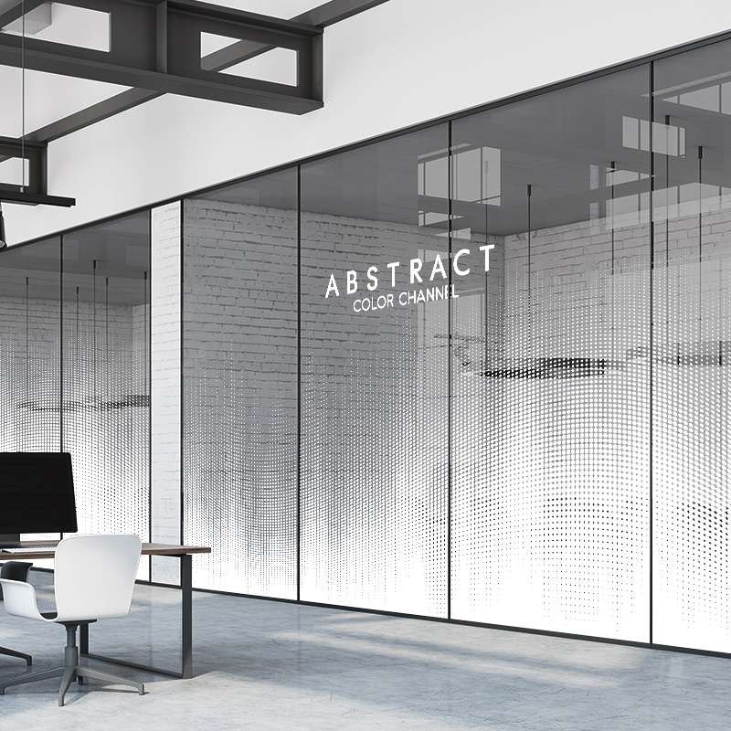 静电透明隔断磨砂贴膜定制办公室玻璃贴纸装饰公司UV白色简约创意