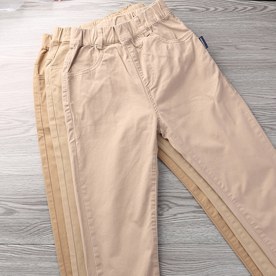 男童校裤卡其色翻后袋长裤秋冬加绒加厚中小学生校服儿童西裤子棉