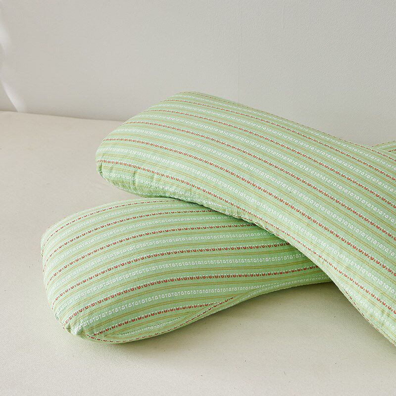 肥子妈2024新款全棉纯棉3D条纹荞麦骨头枕护颈枕颈椎枕头枕芯整头