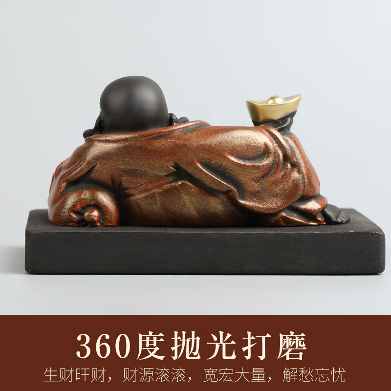 汽车车内饰品摆件弥勒佛像车上保平安佛系中控台高档男车载装饰品