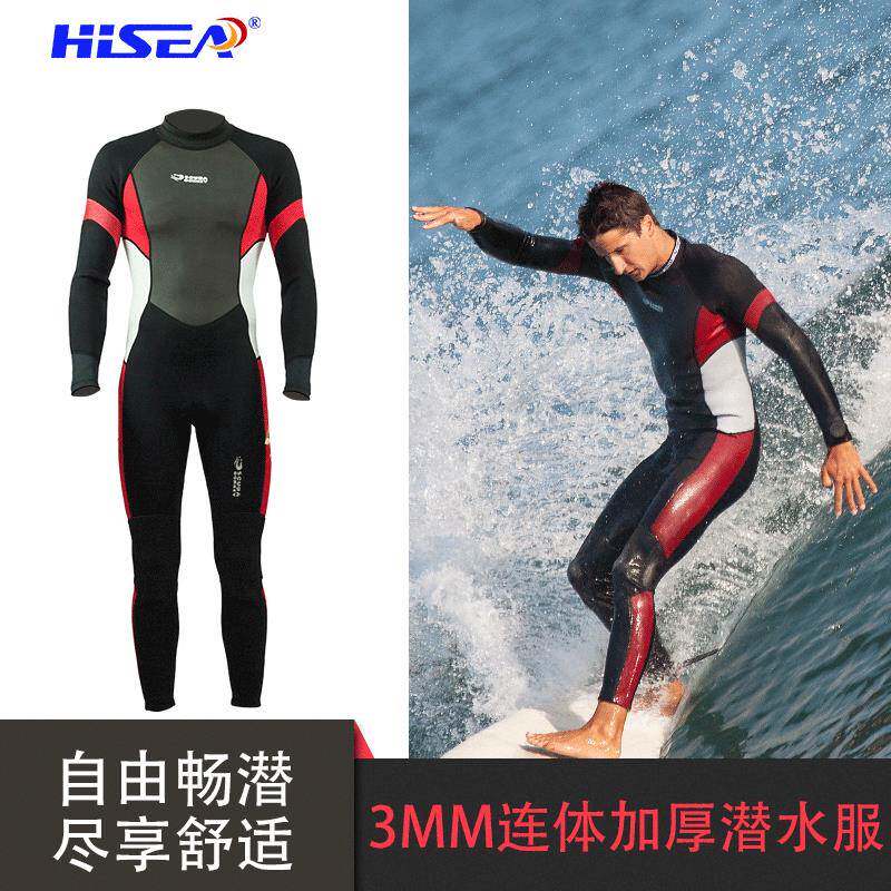 款3MM防寒防水连体衣长袖专业冲浪衣 浮潜保暖潜水服厂家