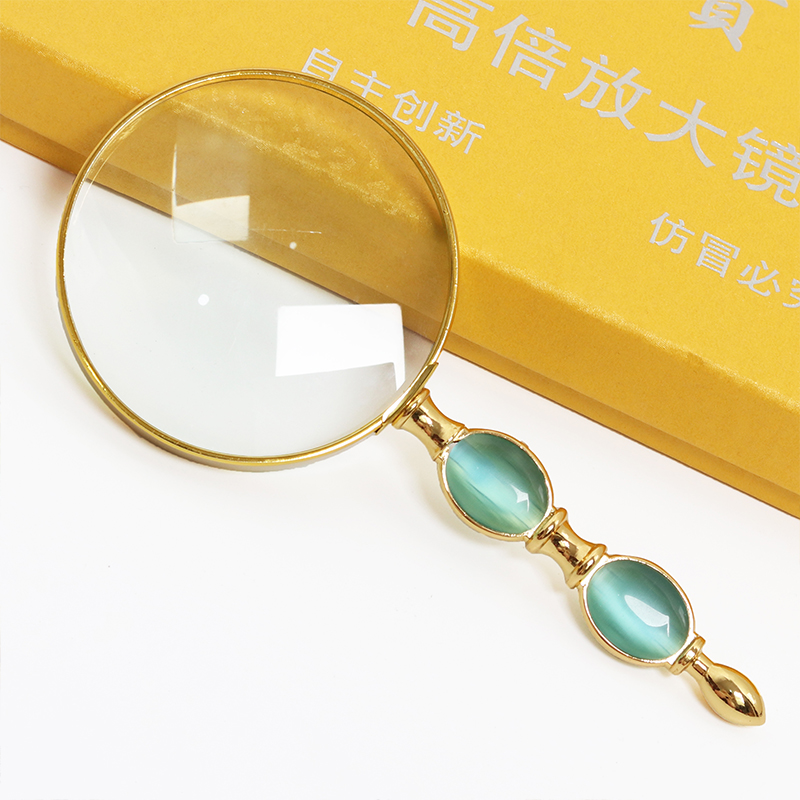 花谷里 20放大镜1000高倍高清金属老人阅读100儿童科学60手持倍便