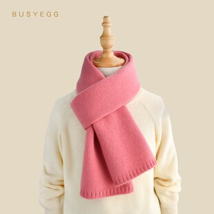 甜美粉色儿童羊毛围巾女童冬季保暖毛线围脖女孩生日新年圣诞礼物