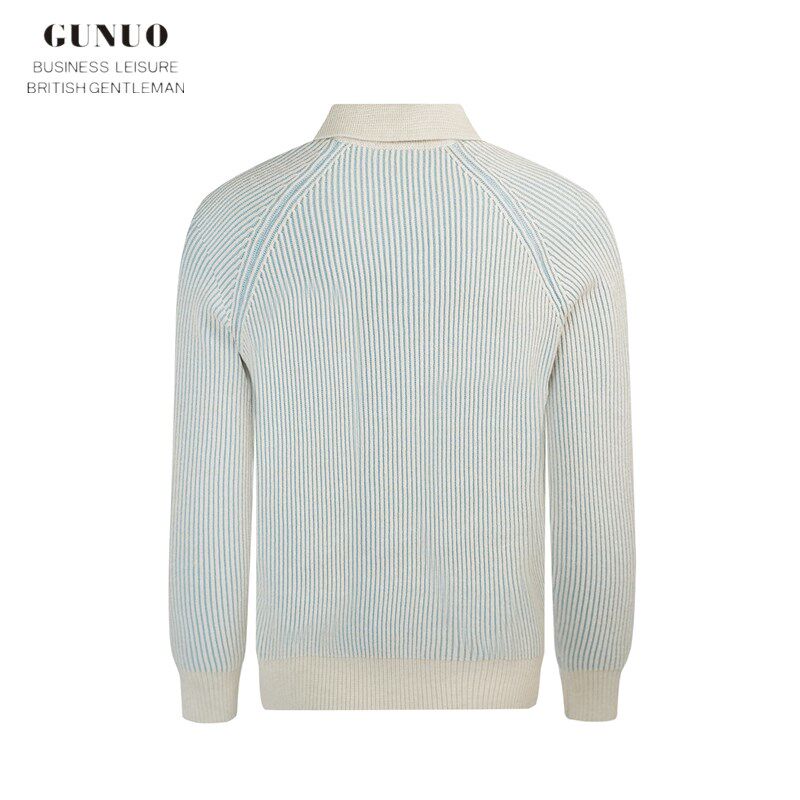 冬季儒雅青年加厚带领毛衣时尚保暖针织衫上衣商务男士polo衫长袖