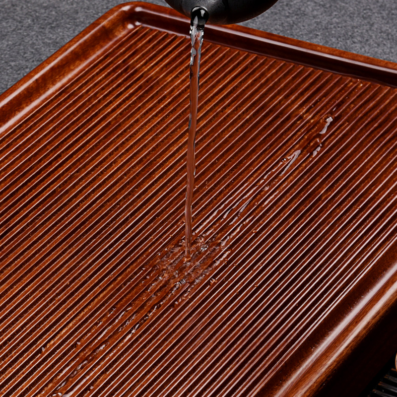 从简整块实木茶盘家用花梨木茶台大号简易茶海小托盘原木功夫茶具