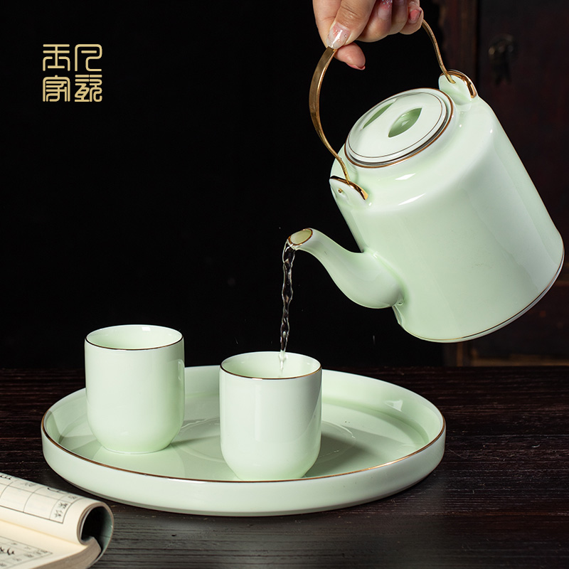 功夫茶具套装家用高档客厅中式景德镇陶瓷大茶壶提梁壶茶杯凉水壶