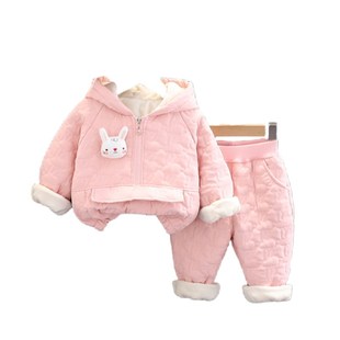0一5岁女宝宝秋冬装分体新生婴儿衣服6月3外套棉服两件套装冬季天
