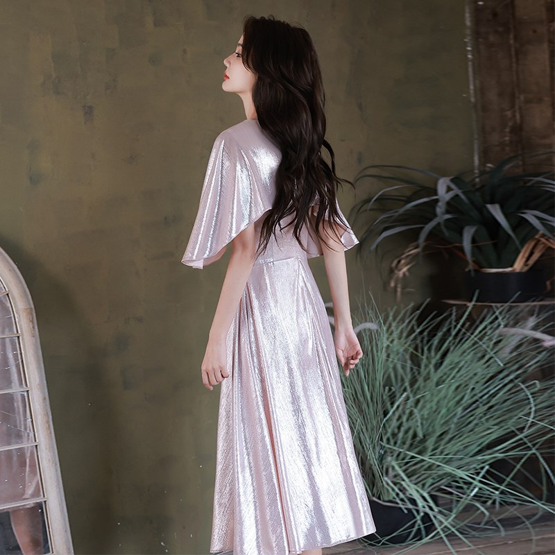 晚礼服女宴会轻奢小众高端法式高级感平时可穿订婚衣服粉色连衣裙