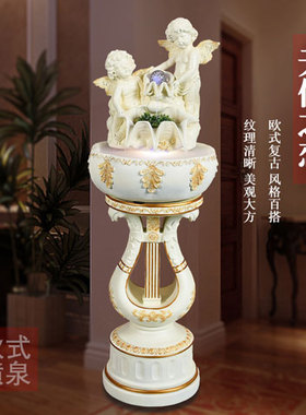 天使落地客厅养鱼缸家居装饰品流水喷泉摆件欧式结婚创意新婚礼物