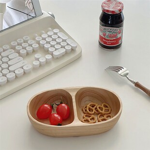 坐船来啦木质干果盘零食拼盘水果盘茶点盘实木盘托盘分格盘