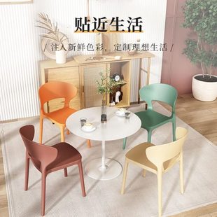 塑料椅子加厚家用餐桌椅现代简约餐椅靠背椅北欧牛角椅胶凳子久坐