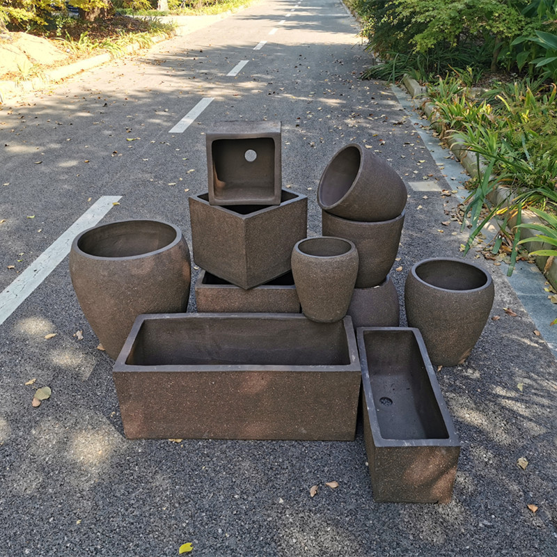 田园庭院特大号粗砂陶土落地花盆