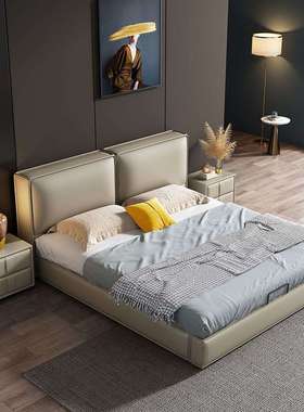 SYPC11现代简约奶油风皮艺床大小户型卧室家具高端大气新款双人储