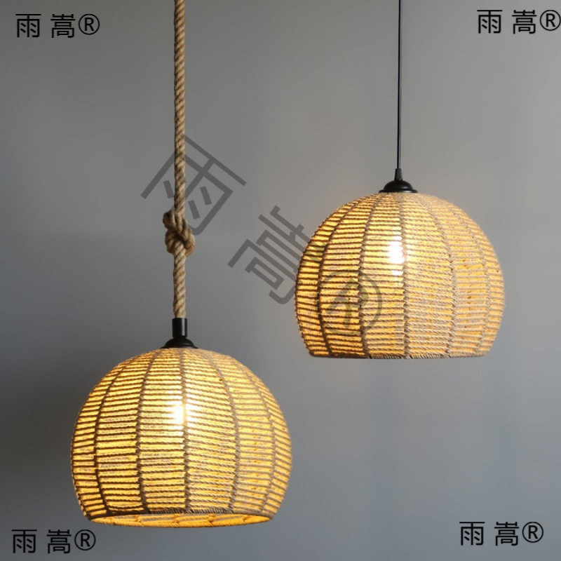 复古日式麻绳创意个性中式餐厅茶室灯仿古艺术吧台长线吊灯